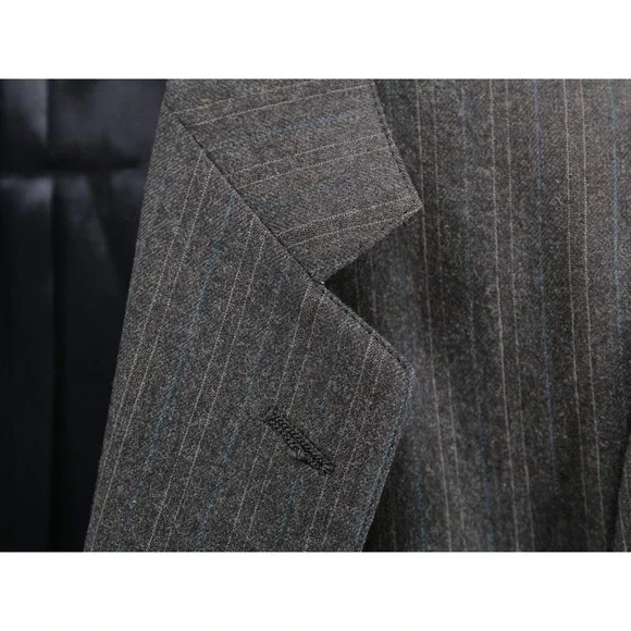 Hart Schaffner‎ Marx 2 Piece Suit 42L Gray Pinstripe Worsted Wool Pant Fit